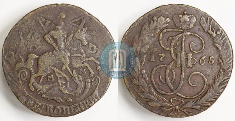 Фото 2 копейки 1765 года ММ 