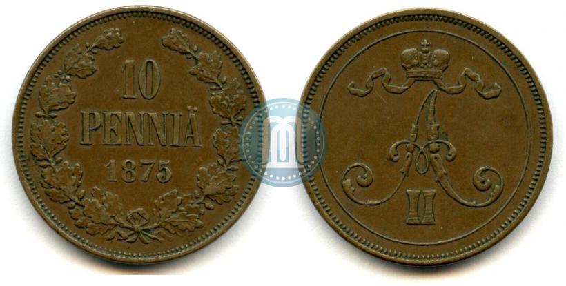 Фото 10 пенни 1875 года  