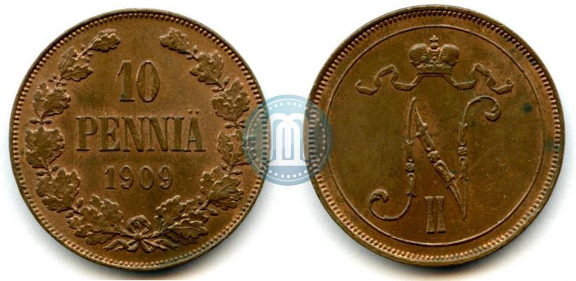 Фото 10 пенни 1909 года  