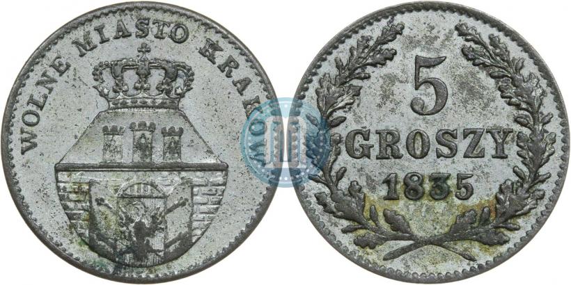 Фото 5 грошей 1835 года  "Свободный город Краков"