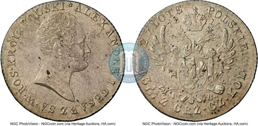 Фото 2 злотых 1816 года IB 