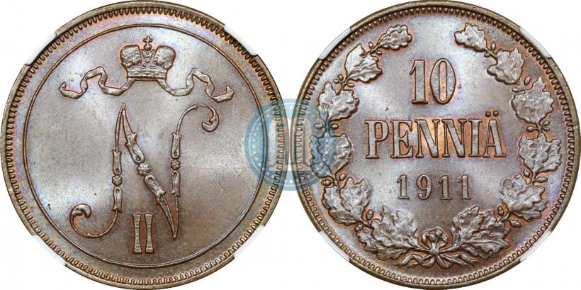 Picture 10 pennia 1911 year  