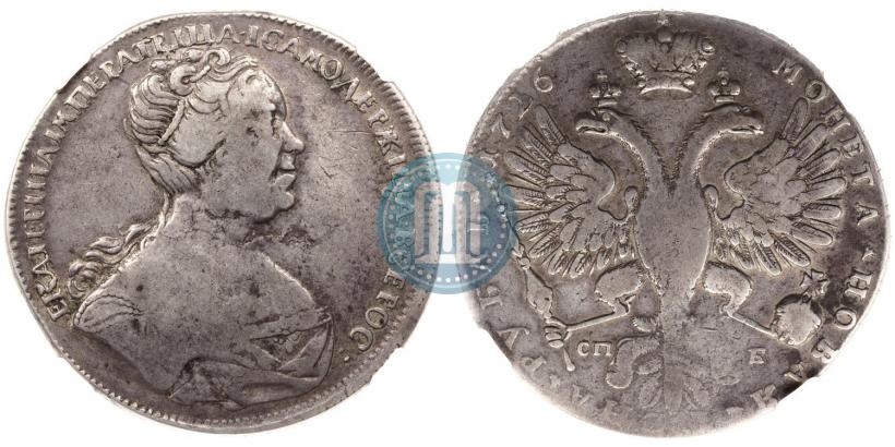 Picture 1 rouble 1726 year СПБ "Petersburg type, portrait turned to the right"