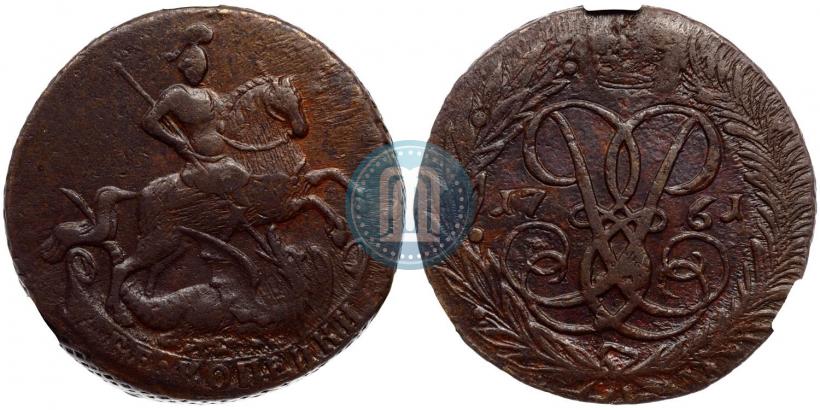 Picture 2 kopecks 1761 year  "Nominal under St. George"