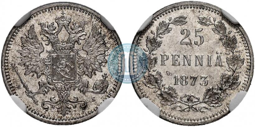 Фото 25 пенни 1873 года S 