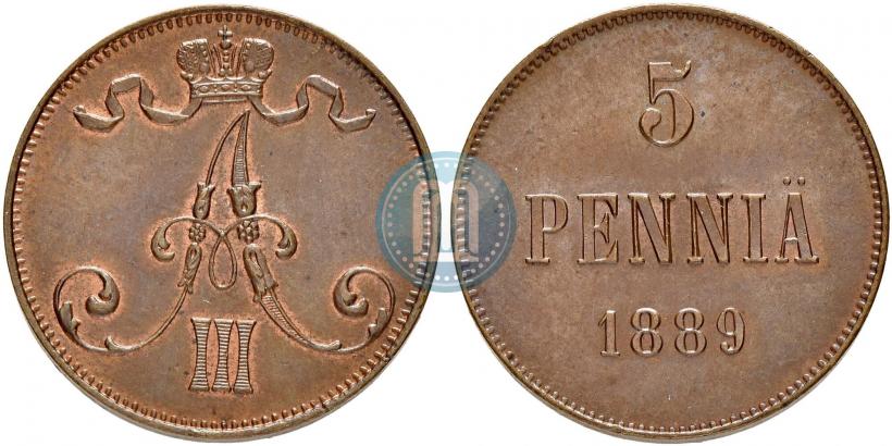 Фото 5 пенни 1889 года  