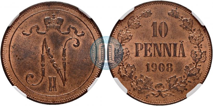 Фото 10 пенни 1908 года  