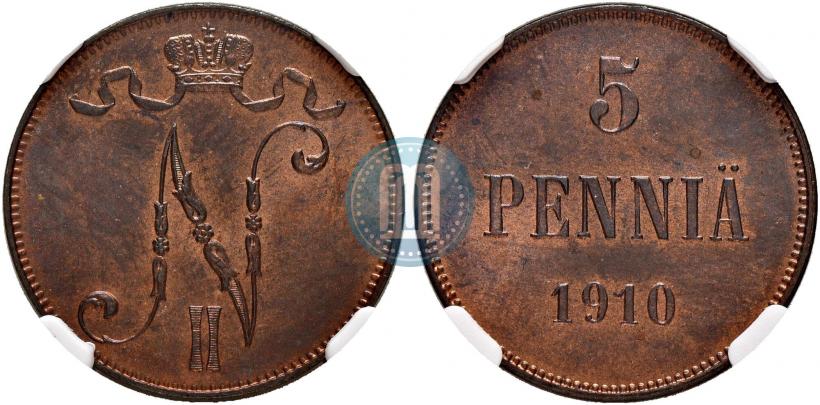 Picture 5 pennia 1910 year  