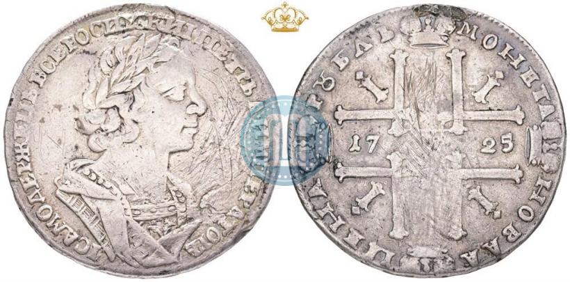 Фото 1 рубль 1725 года  "Портрет в античных доспехах"