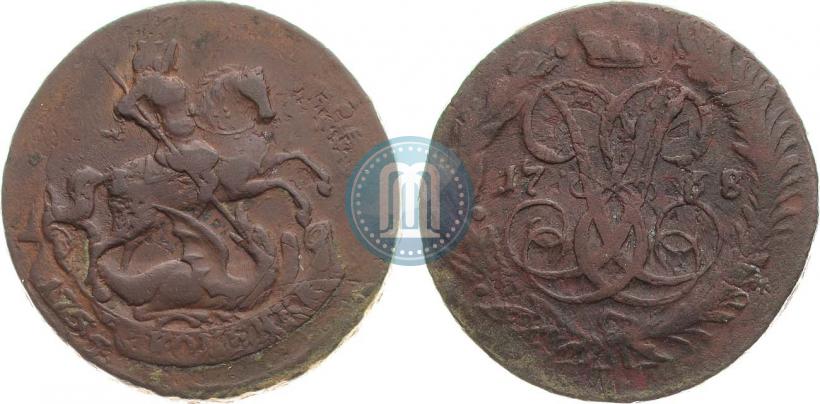 Фото 2 копейки 1758 года  "Номинал под Св. Георгием"