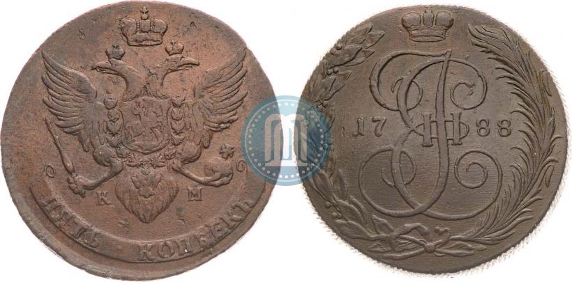 Picture 5 kopecks 1788 year КМ 