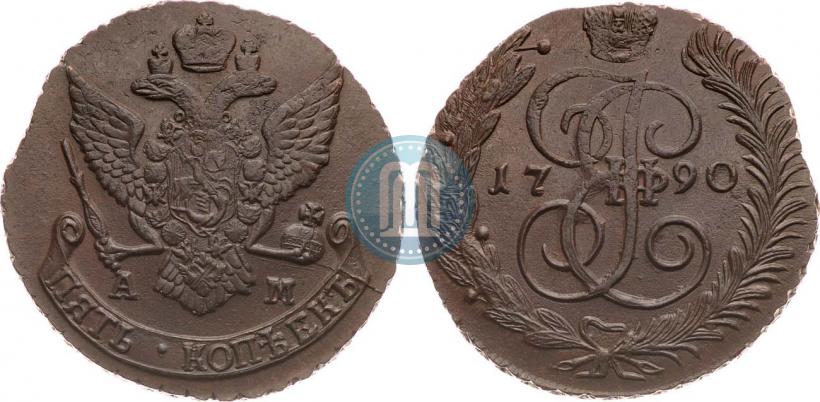 Picture 5 kopecks 1790 year АМ 