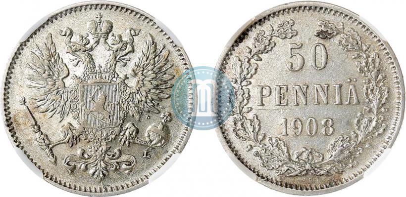 Picture 50 pennia 1908 year L 