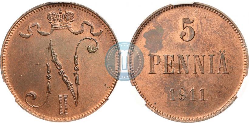 Фото 5 пенни 1911 года  