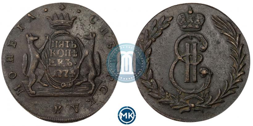 Фото 5 копеек 1774 года КМ 