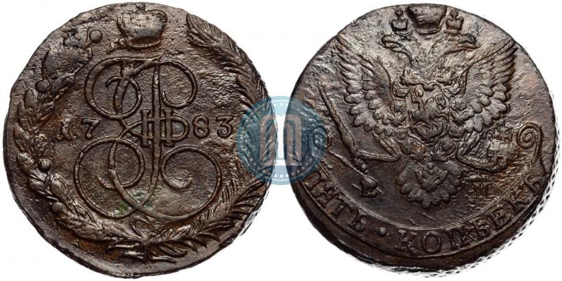 Picture 5 kopecks 1783 year ЕМ 