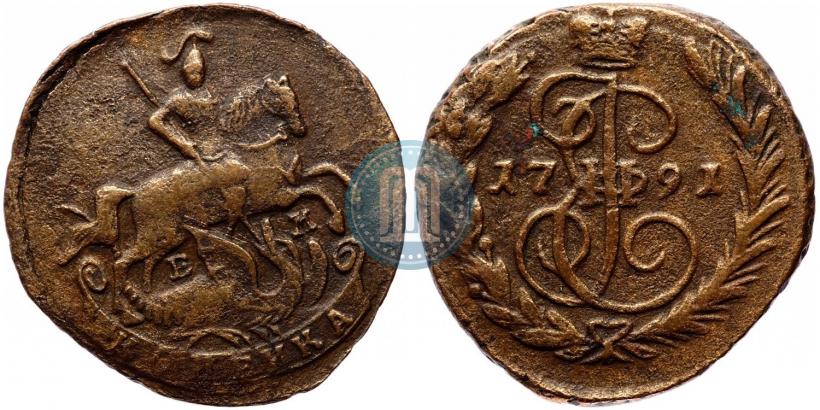 Picture 1 kopeck 1791 year ЕМ 