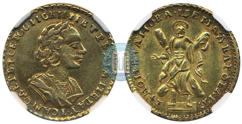 Picture 2 roubles 1724 year  "Portrait in ancient armour"