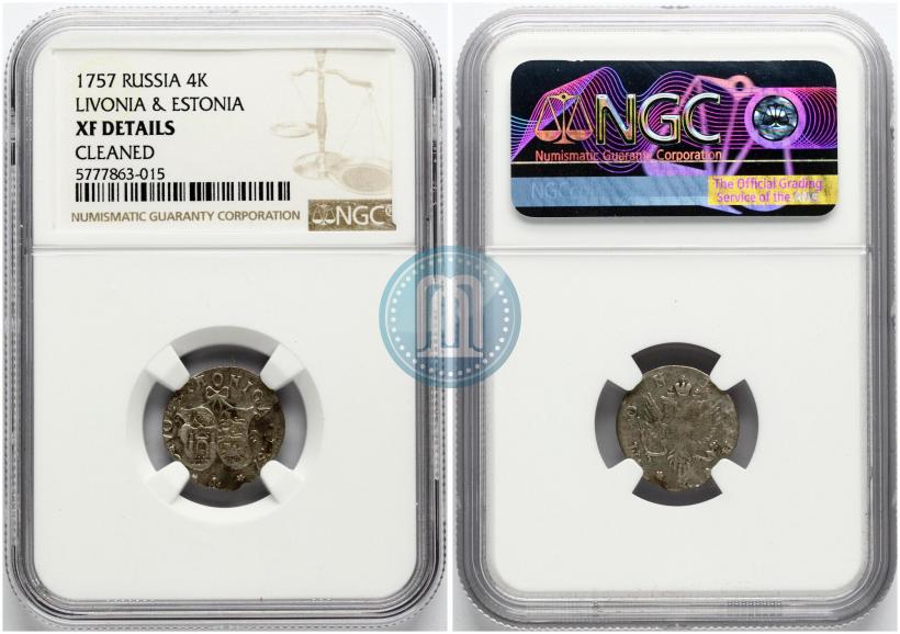 Фото 4 копейки 1757 года  "Ливонез"