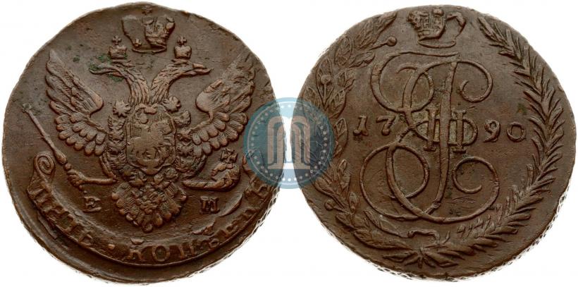 Picture 5 kopecks 1790 year ЕМ 