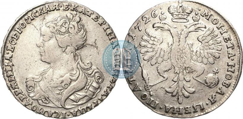 Фото Полтина 1726 года  "Московский тип, портрет влево"