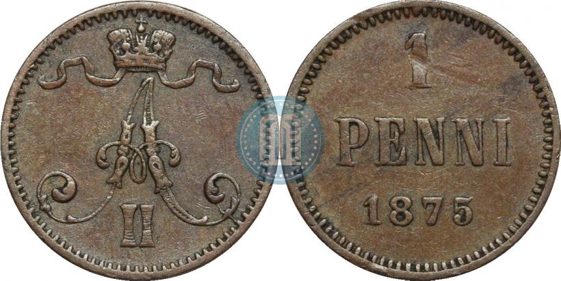 Фото 1 пенни 1875 года  