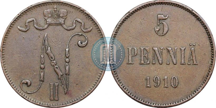 Picture 5 pennia 1910 year  