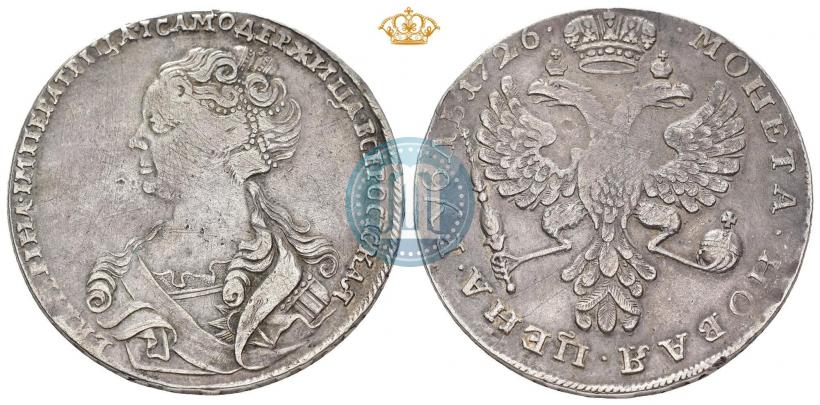 Фото 1 рубль 1726 года  "Московский тип, портрет влево"