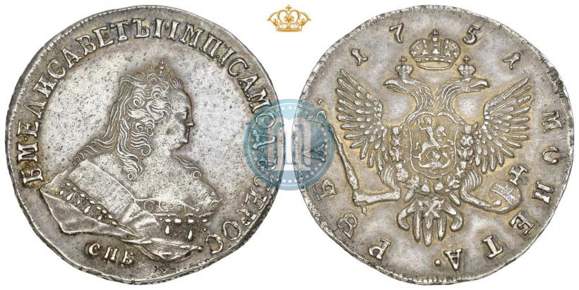 Фото 1 рубль 1751 года СПБ 