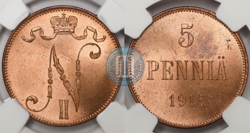 Picture 5 pennia 1914 year  