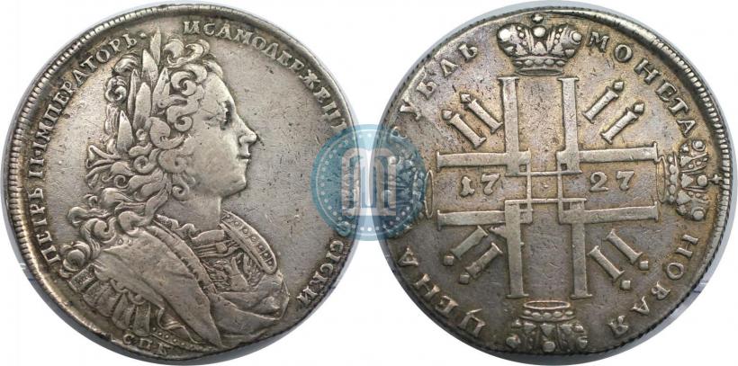 Фото 1 рубль 1727 года СПБ "Петербургский тип"