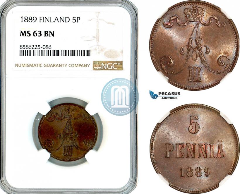 Picture 5 pennia 1889 year  