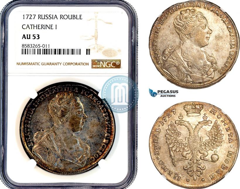 Picture 1 rouble 1727 year  "Moscow type, portrait turned to the right"