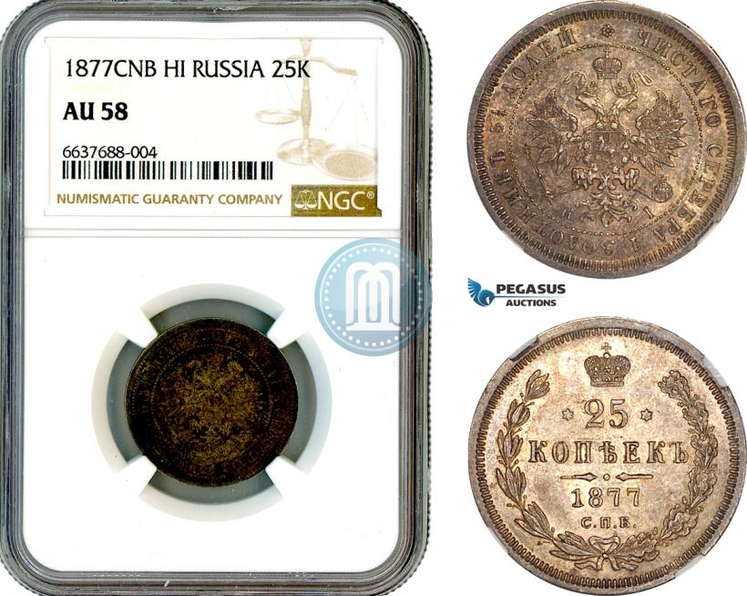Фото 25 копеек 1877 года СПБ-НІ 