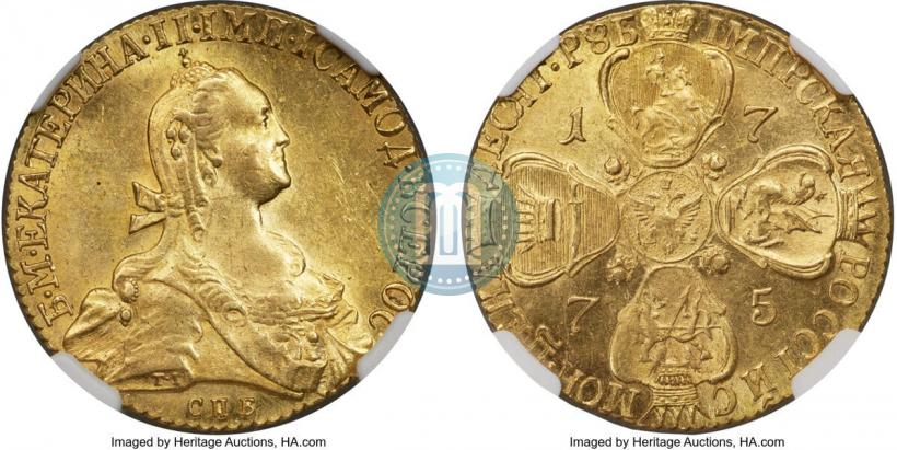 Picture 10 roubles 1775 year СПБ 