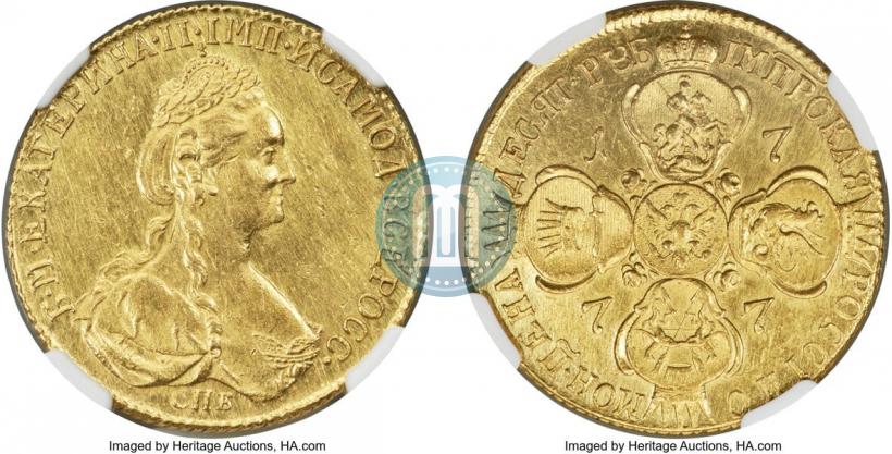 Picture 10 roubles 1777 year СПБ 