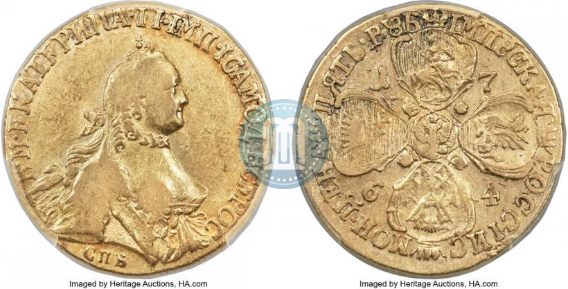 Picture 5 roubles 1764 year СПБ 