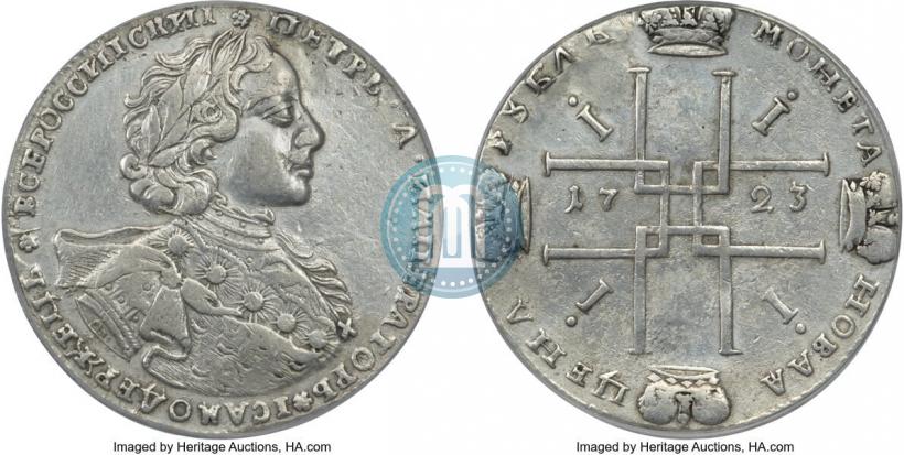 Фото 1 рубль 1723 года OK "Портрет в горностаевой мантии"