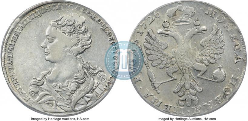 Фото 1 рубль 1726 года  "Московский тип, портрет влево"