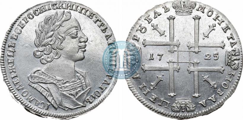 Фото 1 рубль 1725 года  "Портрет в античных доспехах"