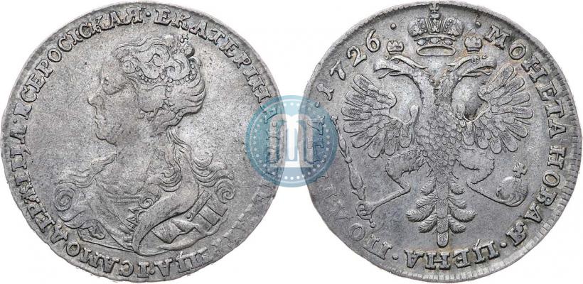 Фото Полтина 1726 года  "Московский тип, портрет влево"
