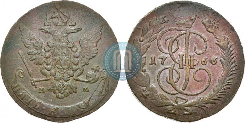 Фото 5 копеек 1766 года ММ 