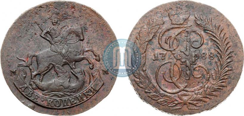 Фото 2 копейки 1788 года ММ 