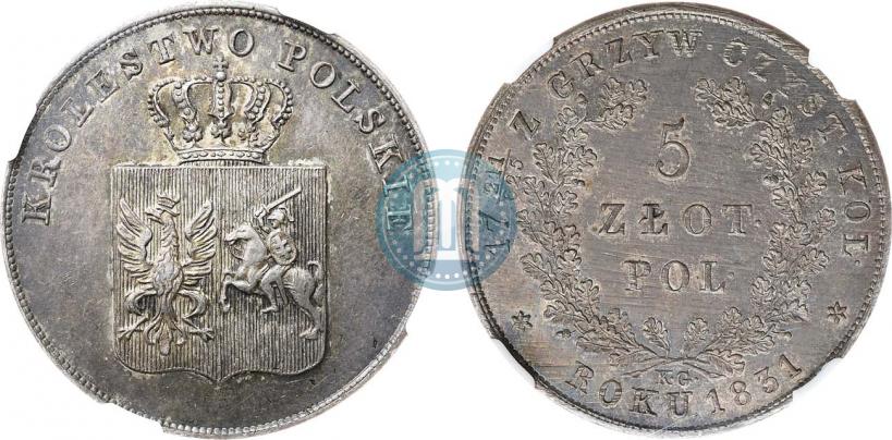 Фото 5 злотых 1831 года KG "Польское восстание"