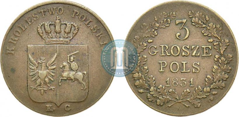 Фото 3 гроша 1831 года KG "Польское восстание"