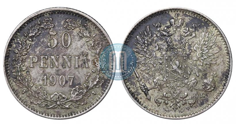 Фото 50 пенни 1907 года L 