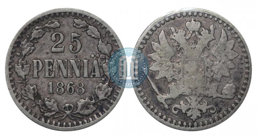 Фото 25 пенни 1868 года S 