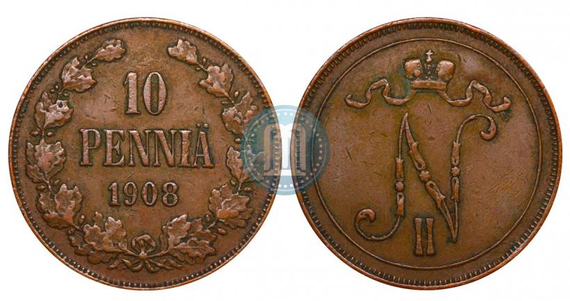 Фото 10 пенни 1908 года  