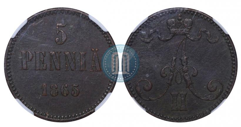 Picture 5 pennia 1865 year  