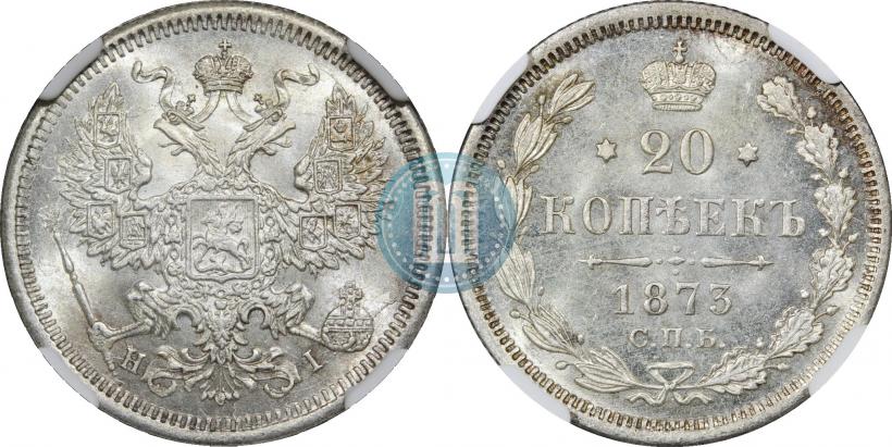 Picture 20 kopecks 1873 year СПБ-HI 